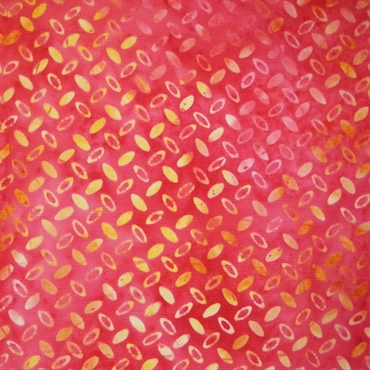 Batikstof - Anthology Gulorange Ellipser på Pink